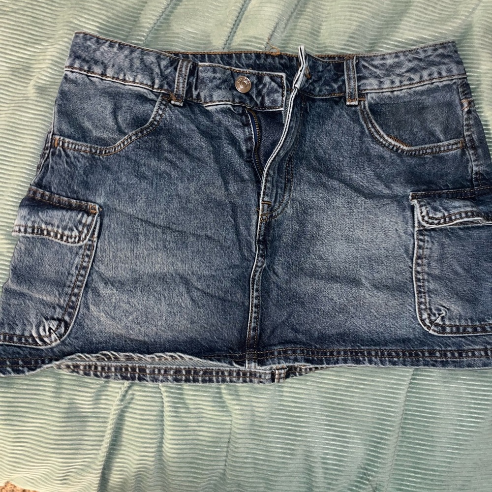 Denim Mini Skirt with Pockets